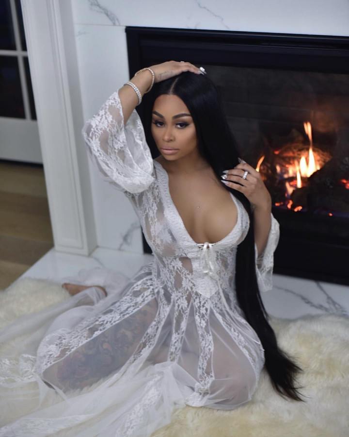 Blac Chyna looking sexy in white revealing gown